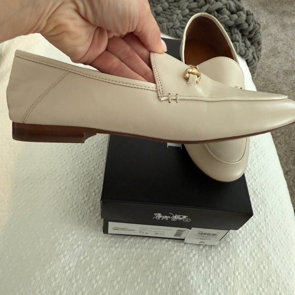 Coach Cream Loafers with Gold Accent - Picture 5 of 6
